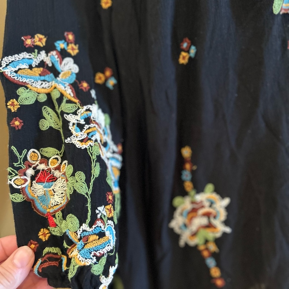 Free People Women’s Oxford Embroidered Black Lined Dress - Picture 9 of 11